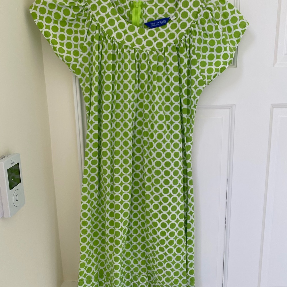 Three Islands lime green geometric cotton dress - Picture 2 of 2